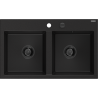 Mexen Hektor zlewozmywak granitowy 2-komorowy 800 x 480 mm, czarny, syfon czarny - 6521802000-77-B