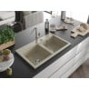 Mexen Hektor zlewozmywak granitowy 2-komorowy 800 x 480 mm, beżowy, syfon chrom - 6521802000-69