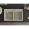 Mexen Hektor zlewozmywak granitowy 2-komorowy 800 x 480 mm, beżowy, syfon chrom - 6521802000-69
