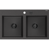 Mexen Hektor zlewozmywak granitowy 2-komorowy 800 x 480 mm, czarny nakrapiany, syfon czarny - 6521802000-76-B