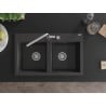 Mexen Hektor zlewozmywak granitowy 2-komorowy 800 x 480 mm, czarny nakrapiany, syfon chrom - 6521802000-76