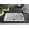 Mexen Omar zlewozmywak granitowy 1-komorowy 800 x 480 mm, biały, syfon czarny - 6520801005-20-B