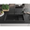 Mexen Omar zlewozmywak granitowy 1-komorowy 800 x 480 mm, czarny/srebrny metalik, syfon czarny - 6520801005-73-B