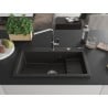 Mexen Omar zlewozmywak granitowy 1-komorowy 800 x 480 mm, czarny/złoty metalik, syfon chrom - 6520801005-75