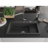 Mexen Omar zlewozmywak granitowy 1-komorowy 800 x 480 mm, czarny nakrapiany, syfon chrom - 6520801005-76