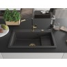 Mexen Omar zlewozmywak granitowy 1-komorowy 800 x 480 mm, czarny nakrapiany, syfon złoty - 6520801005-76-G