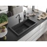 Mexen Omar zlewozmywak granitowy 1-komorowy 800 x 480 mm, czarny nakrapiany, syfon czarny - 6520801005-76-B