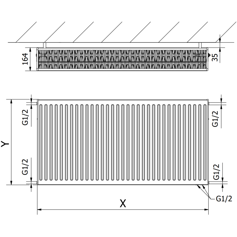 Mexen CV33 grzejnik płytowy 400 x 900 mm, podłączenie dolne, 1520 W, czarny - W633-040-090-70