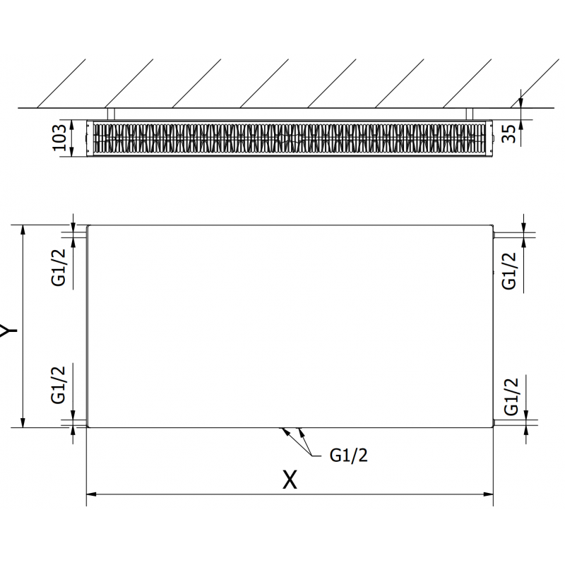 Mexen Flat CCF22 grzejnik płytowy 300 x 1100 mm, podłączenie dolne środkowe, 991 W, biały - W6C22F-030-110-00