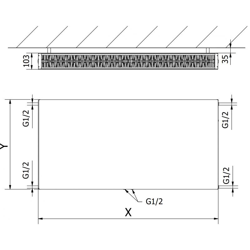 Mexen Flat CCF22 grzejnik płytowy 600 x 2000 mm, podłączenie dolne środkowe, 3165 W, biały - W6C22F-060-200-00