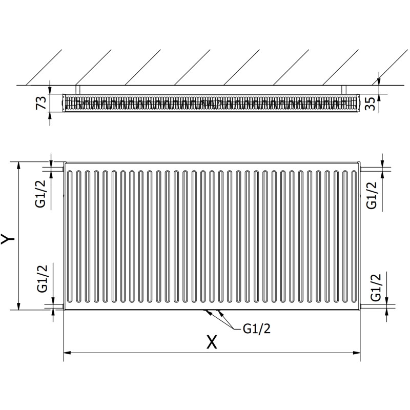 Mexen CC21 grzejnik płytowy 500 x 900 mm, podłączenie dolne środkowe, 997 W, antracyt - W6C21-050-090-66