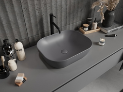 Mexen Rosa umywalka nablatowa 50 x 40 cm, szara ciemna mat - 21095071