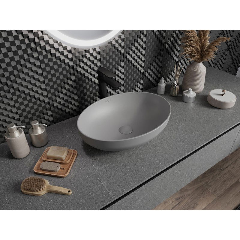 Mexen Cornelia umywalka nablatowa 50 x 37 cm, szara jasna mat - 21885061