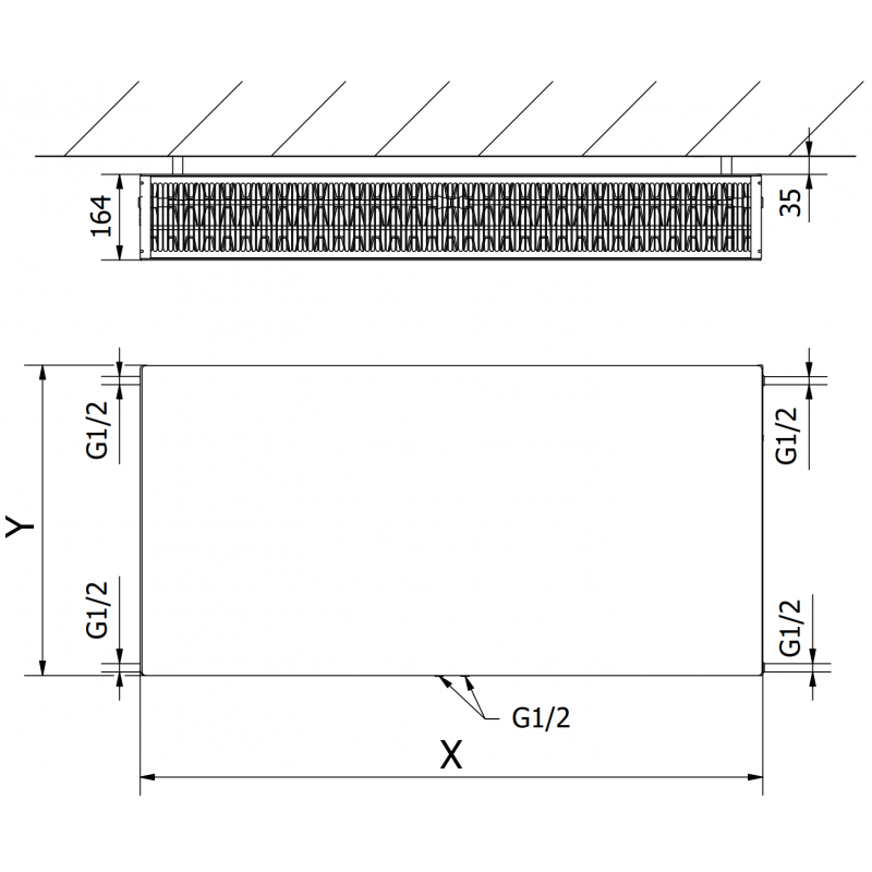 Mexen Flat CCF33 grzejnik płytowy 300 x 1000 mm, podłączenie dolne środkowe, 1210 W, biały - W6C33F-030-100-00