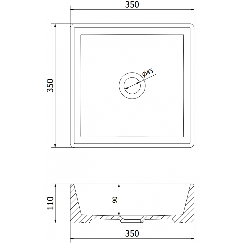 Mexen Goya umywalka nablatowa 35 x 35 cm, czarna mat - 22183585