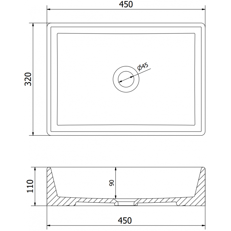 Mexen Goya umywalka nablatowa 45 x 32 cm, szara jasna mat - 22184561