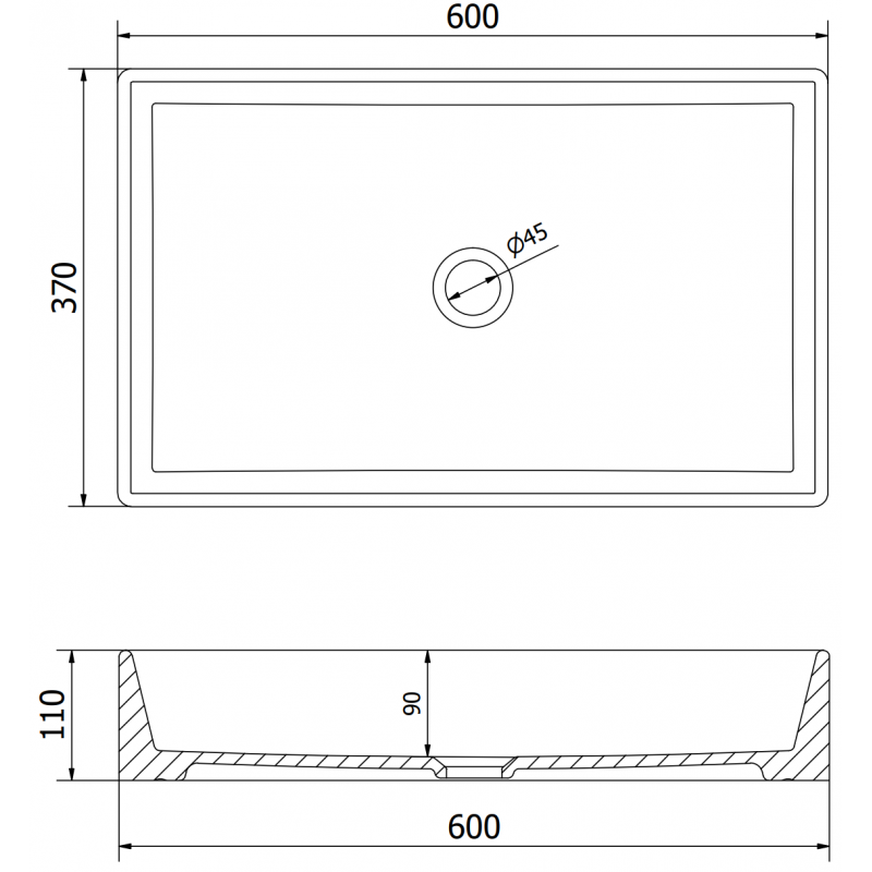 Mexen Goya umywalka nablatowa 60 x 37 cm, szara jasna mat- 22186061