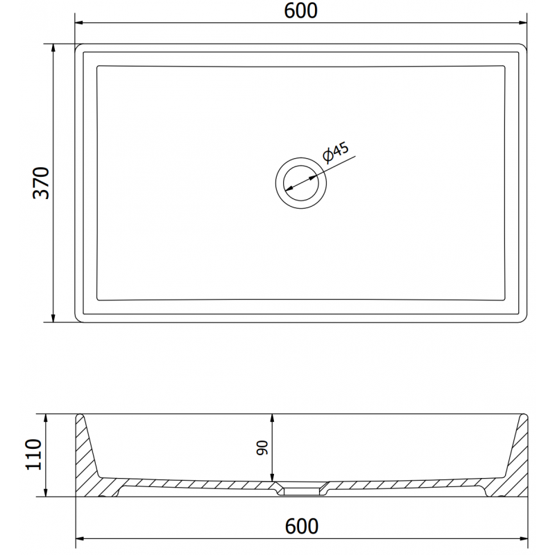 Mexen Goya umywalka nablatowa 60 x 37 cm, czarna mat- 22186085