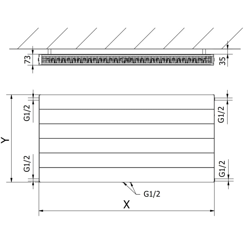 Mexen Line CCL21 grzejnik płytowy 500 x 900 mm, podłączenie dolne środkowe, 907 W, biały - W6C21L-050-090-00