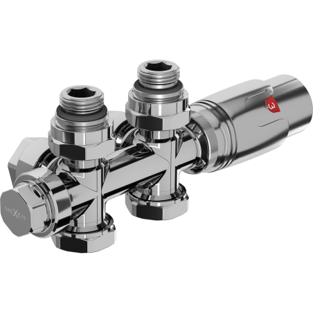 Mexen G00 zestaw termostatyczny kątowy/prosty, Duplex, DN50, chrom - W908-900-01