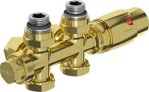 Mexen G00 zestaw termostatyczny kątowy/prosty, Duplex, DN50, złoty - W908-900-50