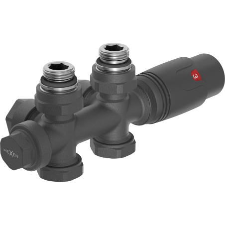 Mexen G00 zestaw termostatyczny kątowy/prosty, Duplex, DN50, antracyt - W908-900-66