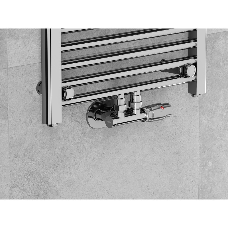 Mexen G00 zestaw termostatyczny kątowy z maskownicą R, Duplex, DN50, chrom - W907-900-905-01