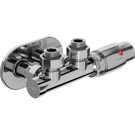 Mexen G00 zestaw termostatyczny kątowy z maskownicą R, Duplex, DN50, chrom - W907-900-905-01