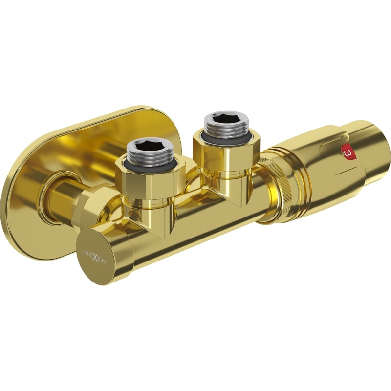 Mexen G00 zestaw termostatyczny kątowy z maskownicą R, Duplex, DN50, złoty - W907-900-905-50