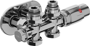 Mexen G00 zestaw termostatyczny kątowy/prosty z maskownicą R, Duplex, DN50, chrom - W908-900-905-01