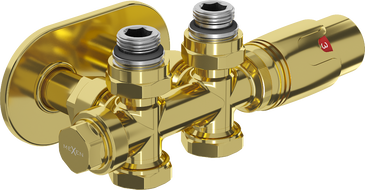 Mexen G00 zestaw termostatyczny kątowy/prosty z maskownicą R, Duplex, DN50, złoty - W908-900-905-50