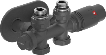 Mexen G00 zestaw termostatyczny kątowy/prosty z maskownicą R, Duplex, DN50, antracyt - W908-900-905-66