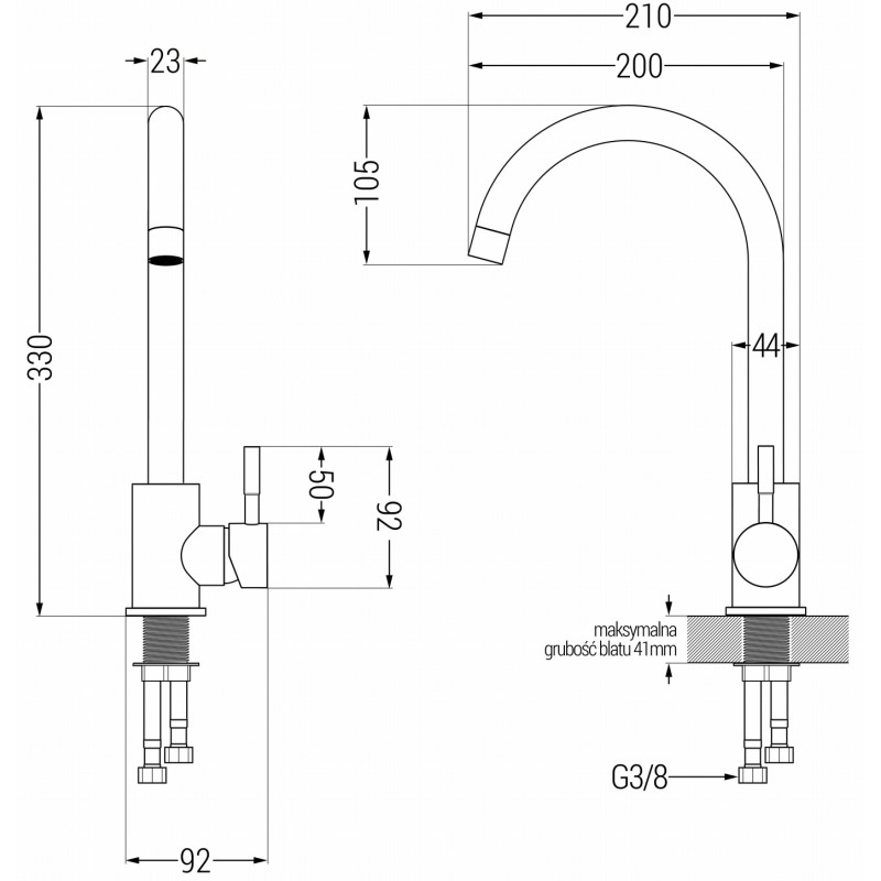 Mexen Foggia bateria kuchenna, czarna - 671800-70