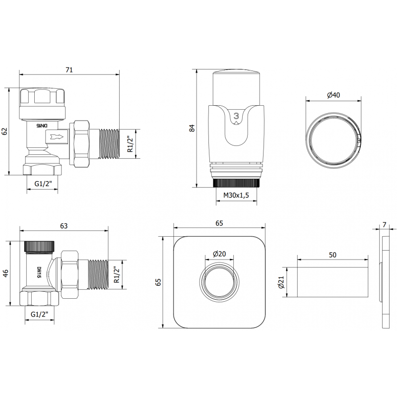Mexen G00 zestaw termostatyczny kątowy z maskownicą S, chrom - W901-900-909-01