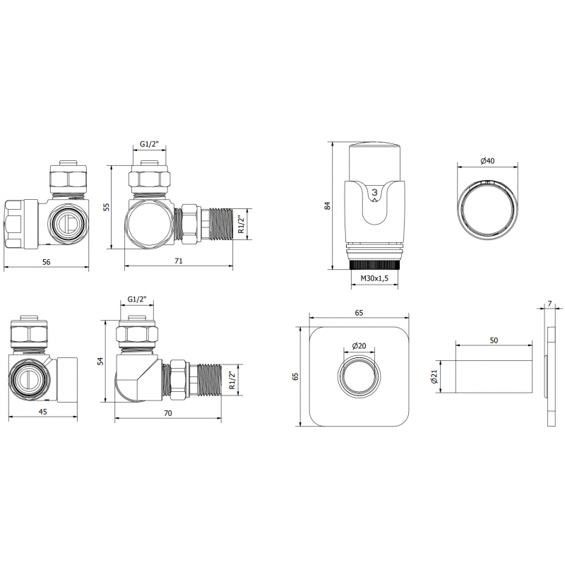 Mexen G00 zestaw termostatyczny osiowy z maskownicą S, złoty - W903-900-909-50