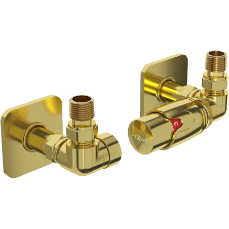 Mexen G00 zestaw termostatyczny osiowy z maskownicą S, złoty - W903-900-909-50