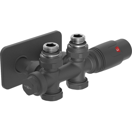 Mexen G00 zestaw termostatyczny kątowy/prosty z maskownicą S, Duplex, DN50, antracyt - W908-900-910-66