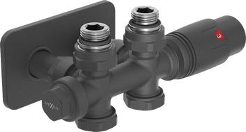 Mexen G00 zestaw termostatyczny kątowy/prosty z maskownicą S, Duplex, DN50, antracyt - W908-900-910-66