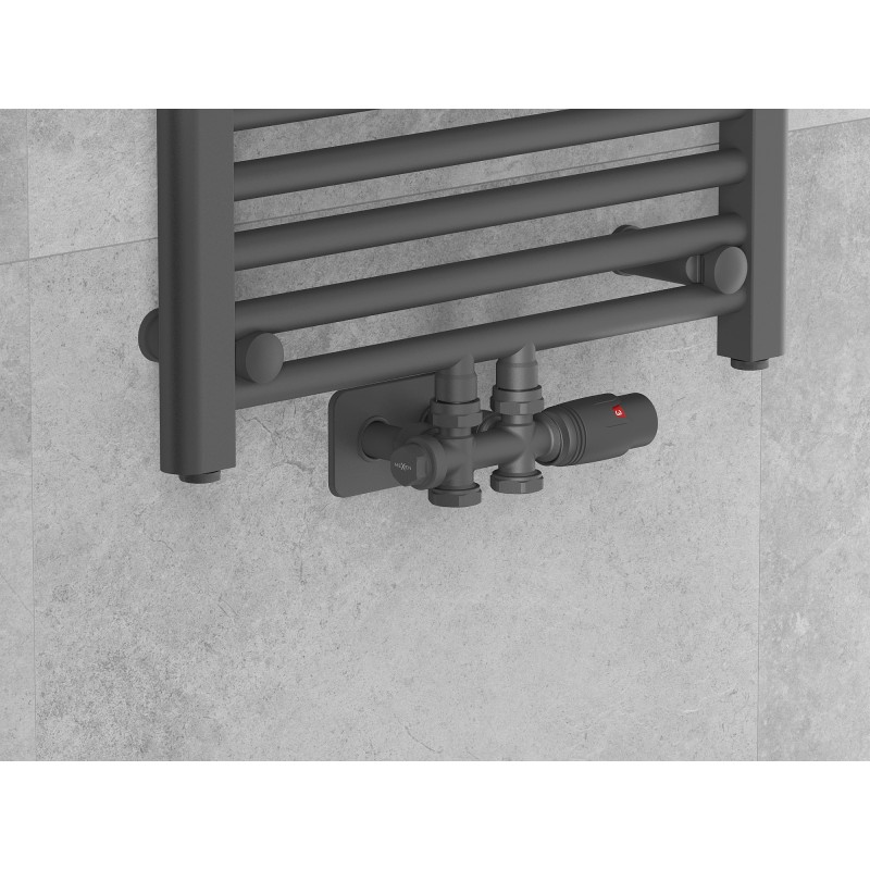 Mexen G00 zestaw termostatyczny kątowy/prosty z maskownicą S, Duplex, DN50, antracyt - W908-900-910-66