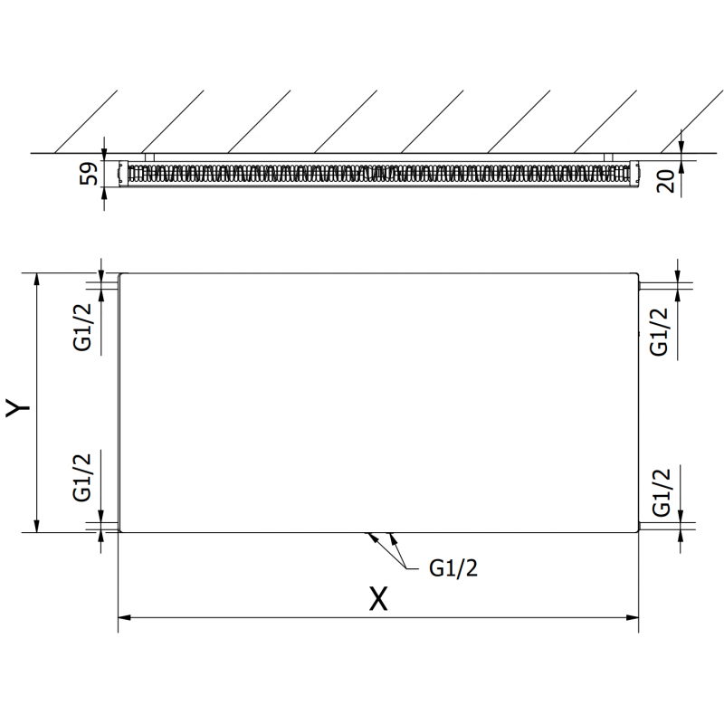 Mexen Flat CCF11 grzejnik płytowy 600 x 600 mm, podłączenie dolne środkowe, 470 W, antracyt - W6C11F-060-060-66