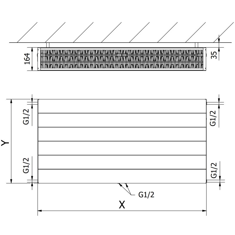 Mexen Line CCL33 grzejnik płytowy 600 x 1800 mm, podłączenie dolne środkowe, 3961 W, biały - W6C33L-060-180-00
