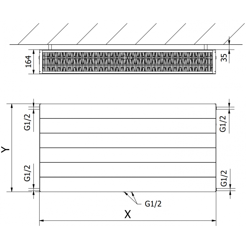 Mexen Line CCL33 grzejnik płytowy 600 x 2000 mm, podłączenie dolne środkowe, 4402 W, biały - W6C33L-060-200-00
