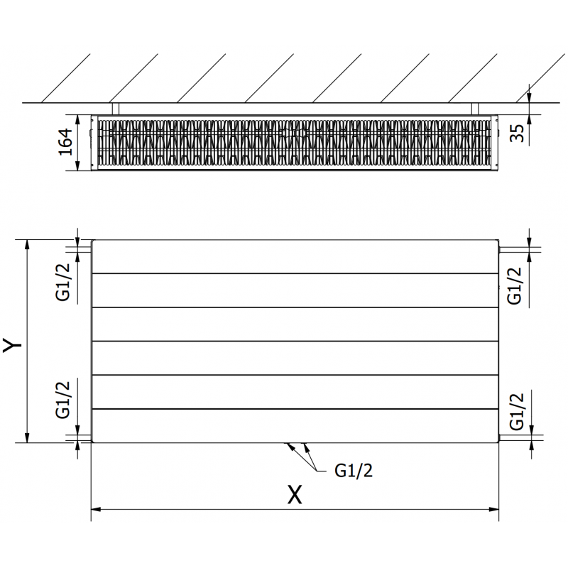 Mexen Line CCL33 grzejnik płytowy 900 x 700 mm, podłączenie dolne środkowe, 2101 W, biały - W6C33L-090-070-00