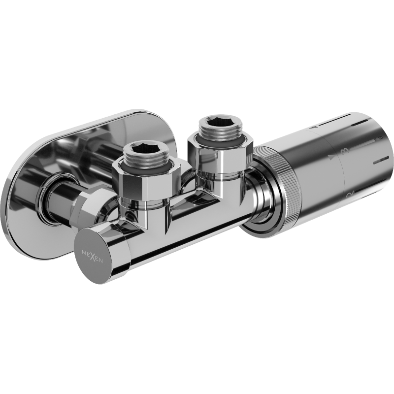 Mexen G05 zestaw termostatyczny kątowy z maskownicą R, Duplex, DN50, chrom - W907-958-905-01