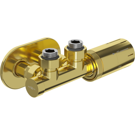 Mexen G05 zestaw termostatyczny kątowy z maskownicą R, Duplex, DN50, złoty - W907-958-905-50