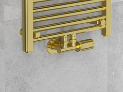 Mexen G05 zestaw termostatyczny kątowy z maskownicą R, Duplex, DN50, złoty - W907-958-905-50