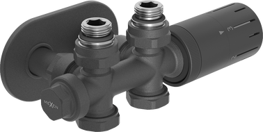 Mexen G05 zestaw termostatyczny kątowy/prosty z maskownicą R, Duplex, DN50, antracyt - W908-958-905-66