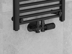 Mexen G05 zestaw termostatyczny kątowy/prosty z maskownicą R, Duplex, DN50, czarny - W908-958-905-70