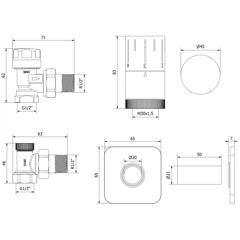Mexen G05 zestaw termostatyczny kątowy z maskownicą S, chrom - W901-958-909-01