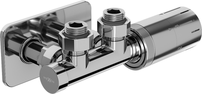 Mexen G05 zestaw termostatyczny kątowy z maskownicą S, Duplex, DN50, chrom - W907-958-910-01